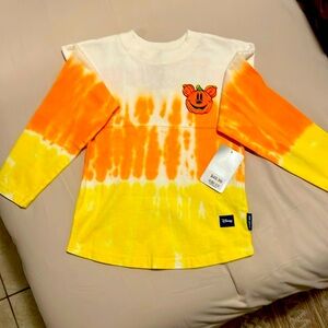 Brand new with tags Halloween Mickey and friends candy corn spirit jersey.